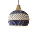 Blue Rattan Pendant Light Handmade Unique Round Lamps Luminatura (6)