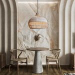 Lámpara Colgante De Ratán Blanco Pantalla De Ratán Tejido Luminatura (10)